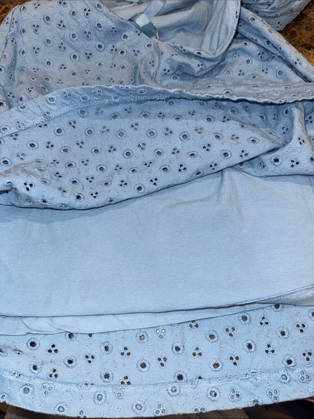 Free People Light Blue Eyelet Mini Dress with Puff Sleeves Size Small - Picture 11 of 13